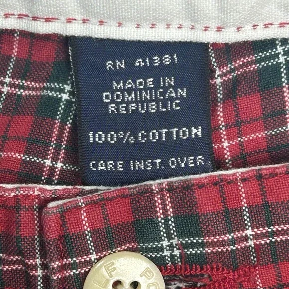 Vintage Polo Golf Ralph Bermuda Shorts Men's 31 Red Green Tartan Plaid Casual - Picture 5 of 5